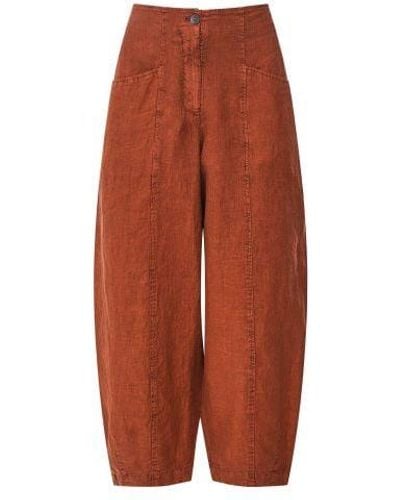 Oska Cropped Linen Trousers - Red
