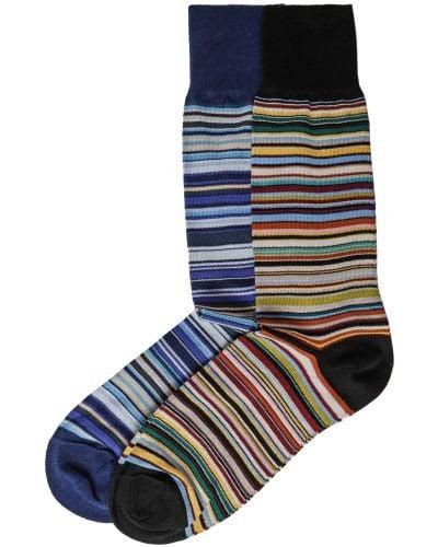 Paul Smith Signature Stripe Socks 2 Pack - Blue