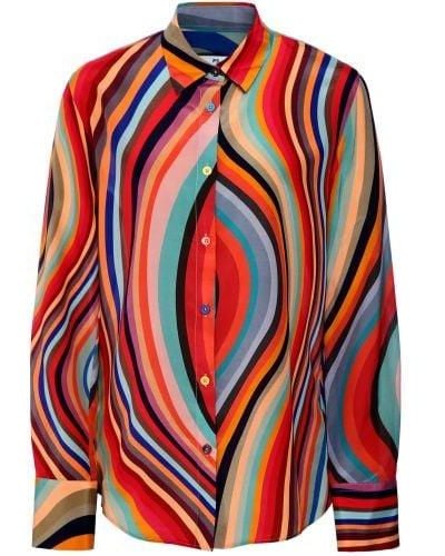 Paul Smith Swirl Print Silk Shirt - Red