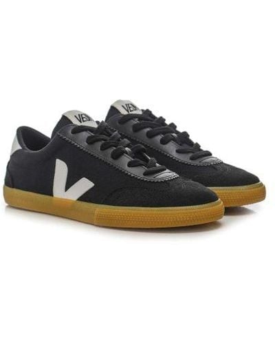 Veja Leather Volley Trainers - Blue