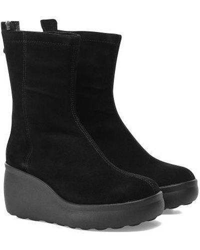 Geox Spherica Wedge Leather Boots - Black