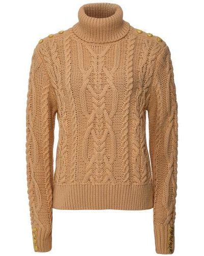 Holland Cooper Belgravia Cable Knit Roll Neck Jumper - Brown