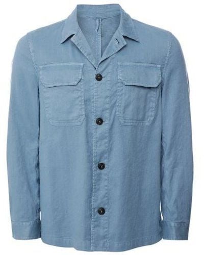 L.B.M. 1911 Linen Cotton Overshirt - Blue