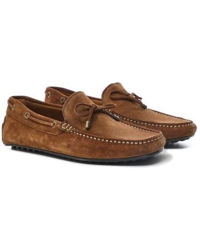 Hackett Suede Driver Loafers - Brown