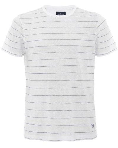 Hackett Linen Striped T-shirt - White