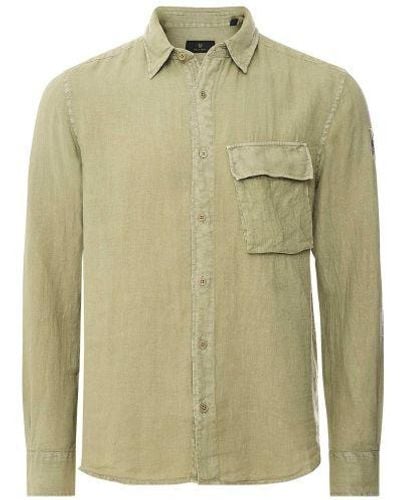 Belstaff Garment Dyed Linen Scale Shirt - Green