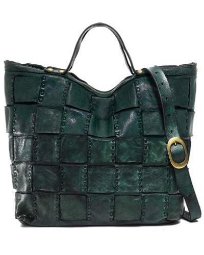 Campomaggi Edera Woven Leather Shopper Bag - Green
