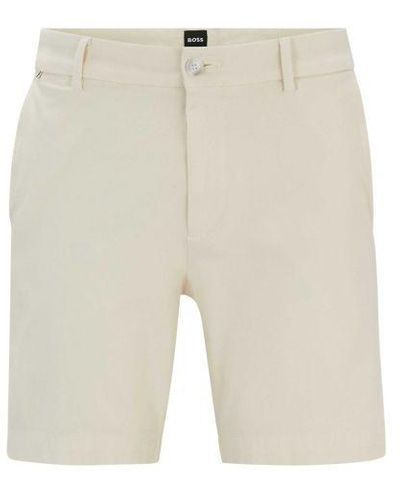 BOSS Stretch Cotton Kane Shorts - Natural