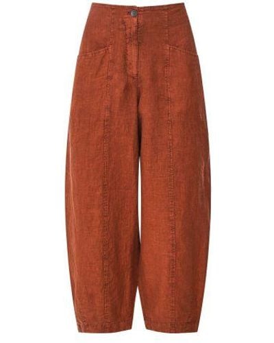 Oska Cropped Linen Trousers - Red