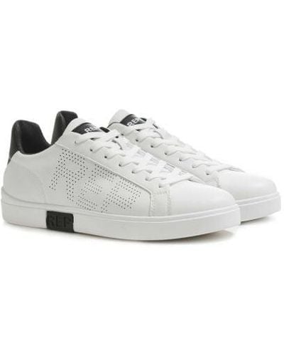 Replay Leather Polys Studio Trainers - White