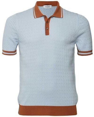 Gran Sasso Textured Knit Tennis Polo Shirt - Blue