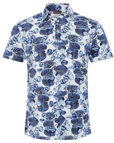 Stenströms Floral Polo Shirt - Blue