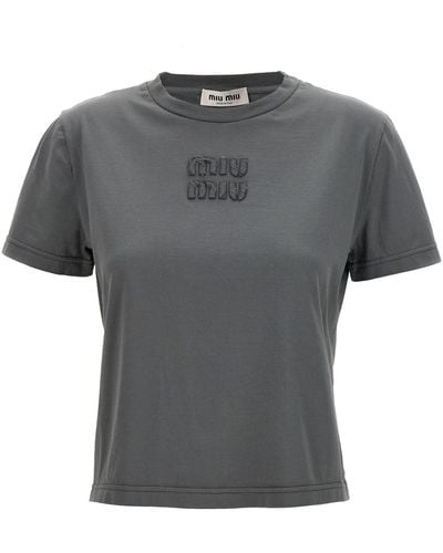 Miu Miu Logo T-Shirt - Grau