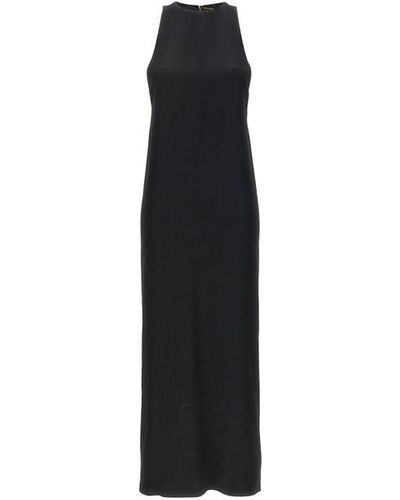 Saint Laurent Long Crepe Satin Dress Dresses - Black