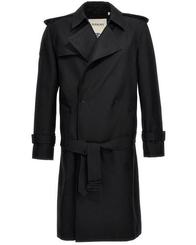Burberry Double-breasted Maxi Trench Coat - Black