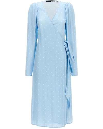 ROTATE BIRGER CHRISTENSEN 'textured Midi Wrap' Dress - Blue