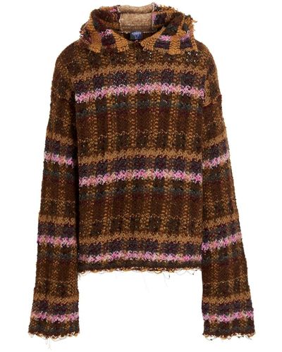 VITELLI 'knitted Giant' Hooded Jumper - Brown