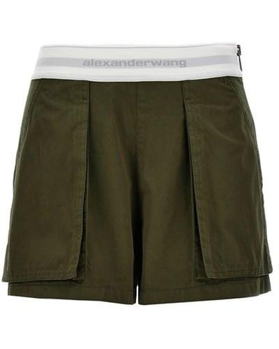 Alexander Wang 'high Waisted Cargo Rave' Shorts - Green