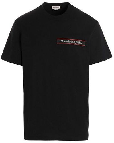 Alexander McQueen T-shirt girocollo con logo in jersey uomo - Nero