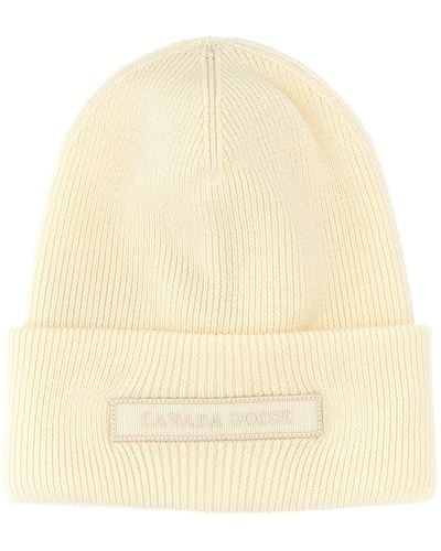 Canada Goose Logo Embroidery Beanie - Natural