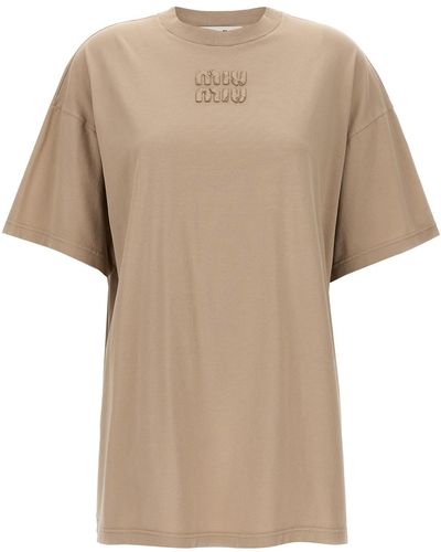 Miu Miu Mini-T-Shirt-Kleid - Natur