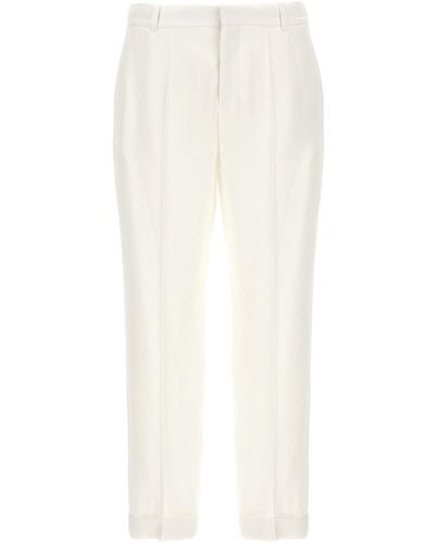 Balmain 'monogramma' Satin Trousers - White