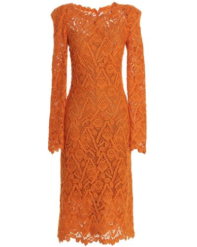 Ermanno Scervino Kleid Aus Makramé-Spitze - Orange