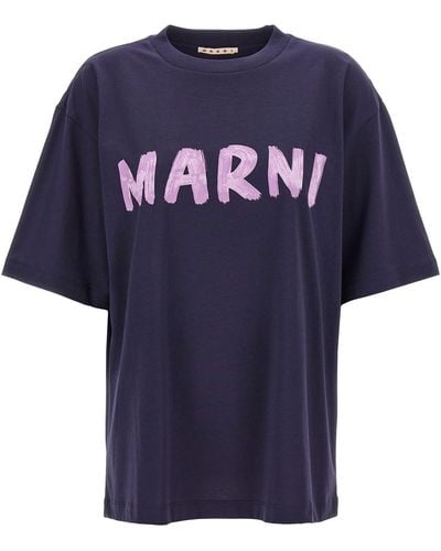 Marni Logo Print T-shirt - Blue