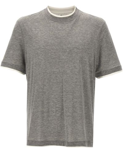 Brunello Cucinelli Doppellagiges T-Shirt - Grau