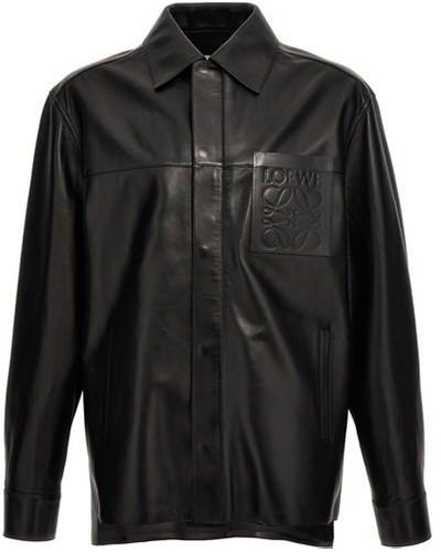 Loewe 'anagram' Leather Shirt - Black