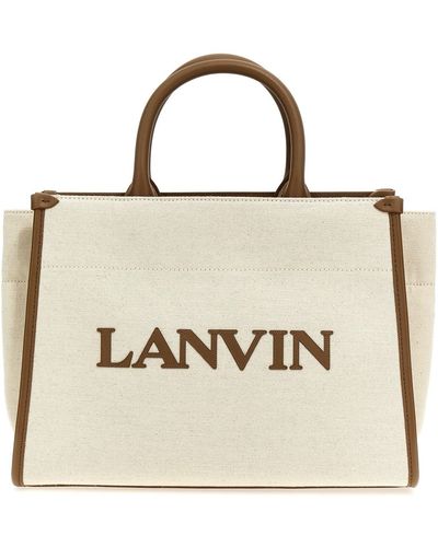 Lanvin Logo Canvas Shopping Bag - Metallic