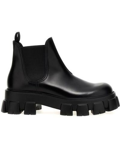 Prada 'monolith' Chelsea Boot - Black