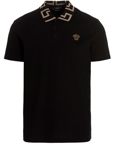 Versace 'greca' Polo Shirt - Black