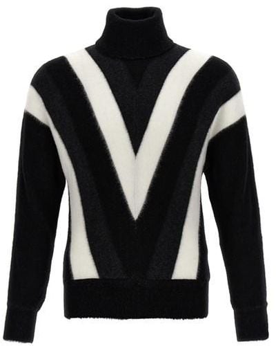 Saint Laurent Geometric Pattern Sweater - Black