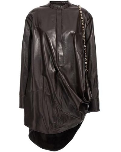 Loewe Luxury Chain Shirt Dress In Nappa Lambskin - Black