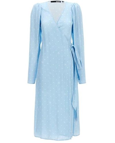 ROTATE BIRGER CHRISTENSEN 'textured Midi Wrap' Dress - Blue