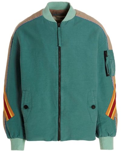 Incotex Bomber With Contrast Bands - Green