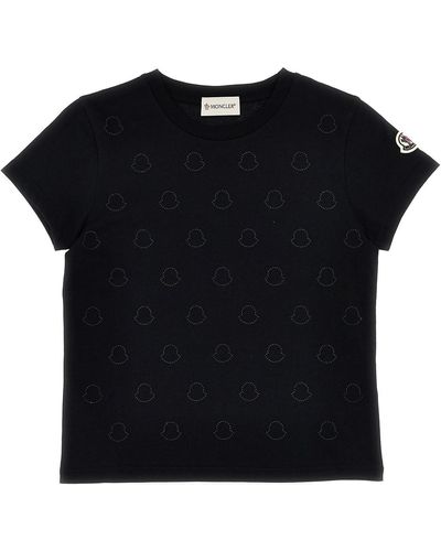 Moncler Rhinestone Logo T-shirt - Black