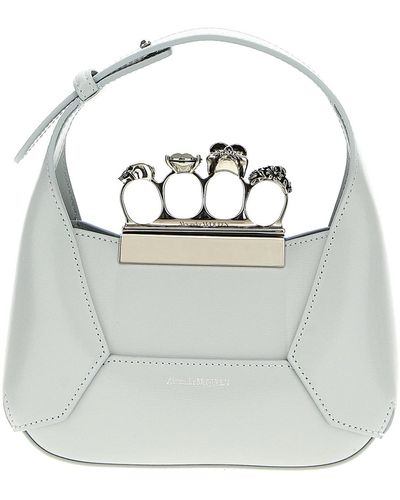 Alexander McQueen 'the Jewelled Hobo Mini' Handbag - Grey