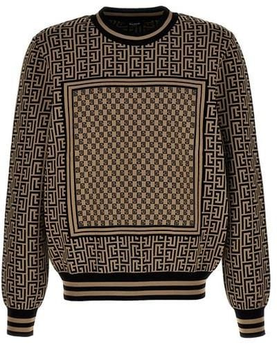 Balmain 'mini Monogram' Sweater - Brown