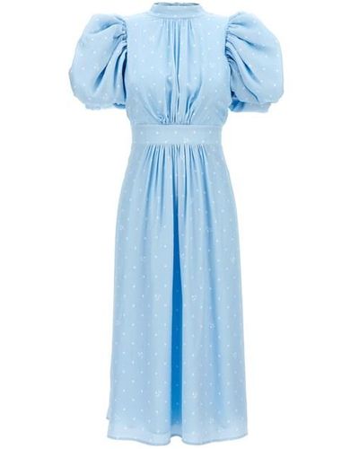 ROTATE BIRGER CHRISTENSEN 'textured Midi Puffy' Dress - Blue