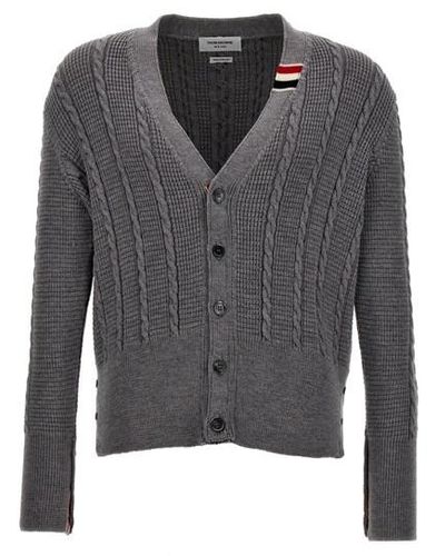 Thom Browne 'cable Stitch' Cardigan - Gray
