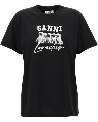 Ganni 'puppy Love' T-shirt - Black