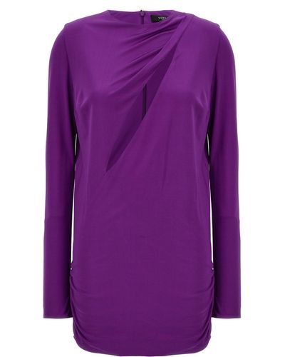 Versace Cut Out Jersey Dress - Purple