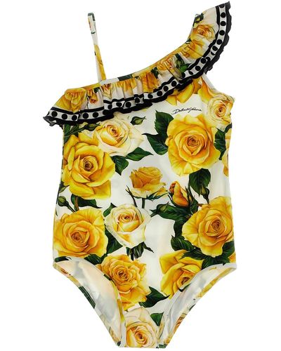 Dolce & Gabbana 'rose Gialle' One-piece Swimsuit - Yellow