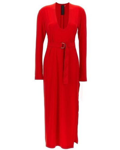 Norma Kamali Long Deep Dress With Round Neckline - Red