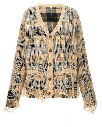 R13 'overlay Distressed' Cardigan - Natural