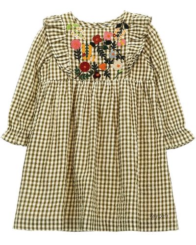 Bonton Embroidery Check Dress - Multicolour