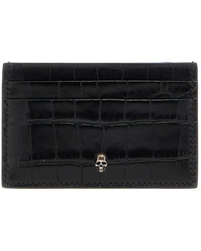 Alexander McQueen Skull Leather Card Holder - Black