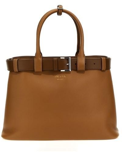 Prada ' Buckle' Large Handbag - Brown
